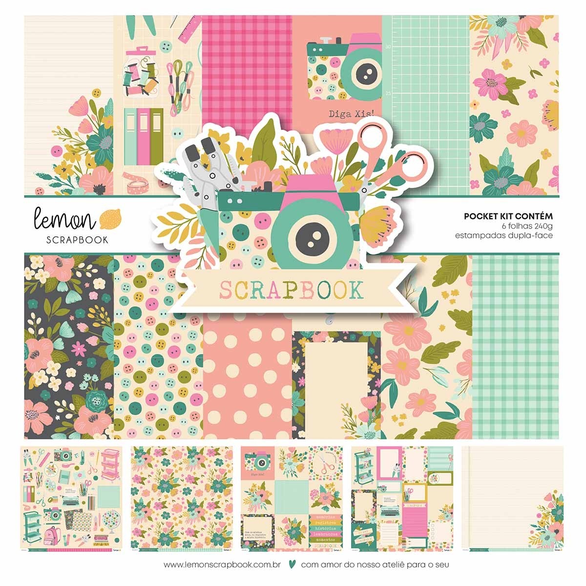 Scrapbook Rukhsah Coleção Lemon Scrapbook - Scrapbook (06UN) | Loja do Papel Scrapbook