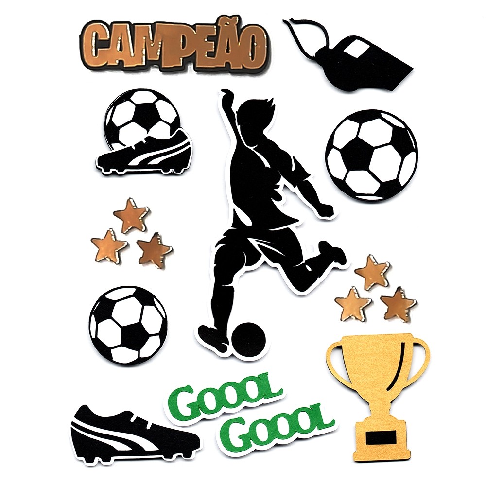 Adesivo Artesanal LP - 3D - Futebol Campeão | Loja do Papel Scrapbook