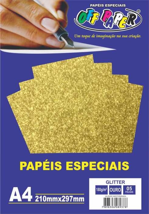 Papel Glitter A4 Ouro 05un 3545