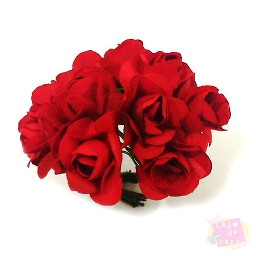 Flores Artesanais - Mini Rosa - Vermelha 10mm