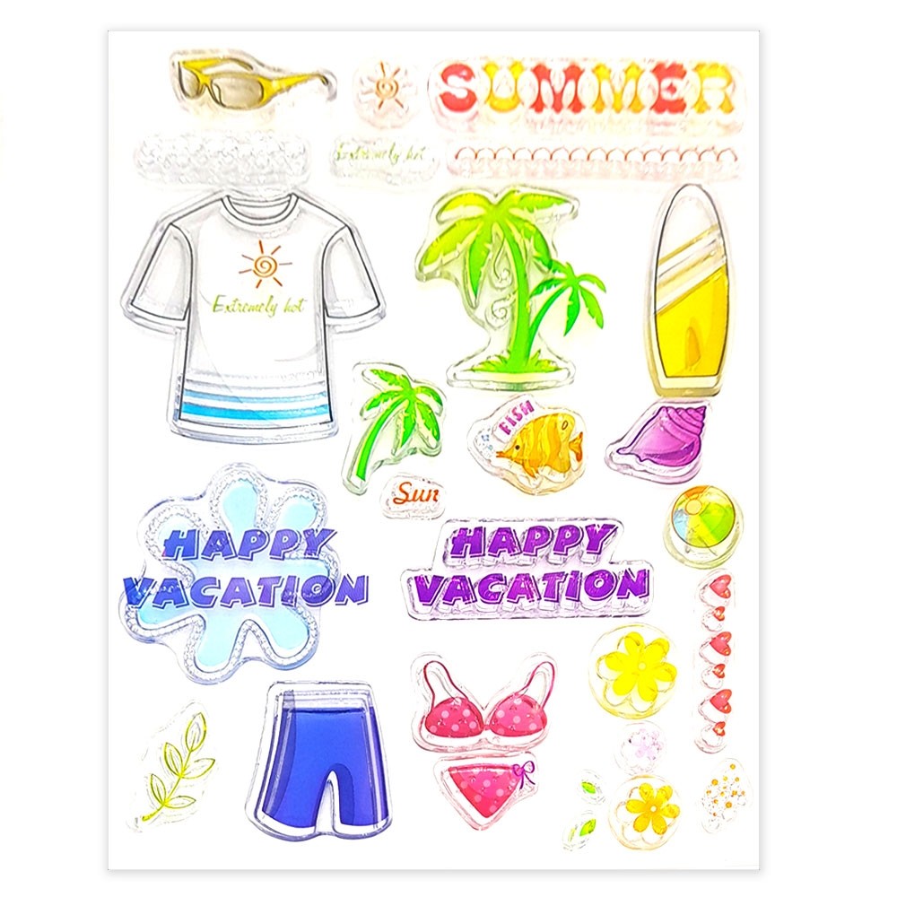 Carimbo de Silicone - Clear Stamp - Summer Happy Vacation