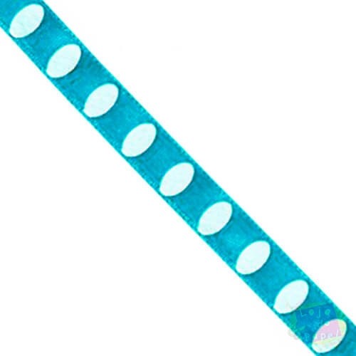 Fita Cetim - Azul Dot Oval 10mm