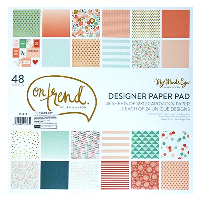My Mind's Eye On Trend Paper Pad 12x12 Card Stock Scrapbook 48