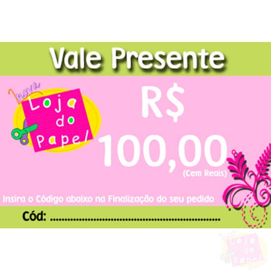 Cartao presente 100 reais
