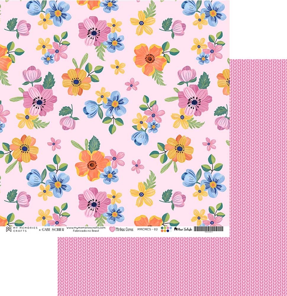 Papel para Scrapbook Litoarte Estampa Básica Xadrez Rosa e Branco