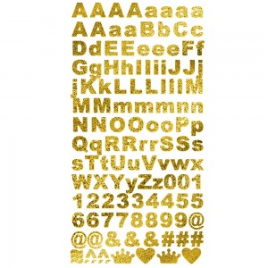 Adesivo Alfabeto AM - Glitter - Dourado