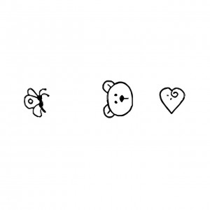 Carimbo Arte Fácil - Borboleta, Coração e Urso