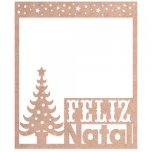 Aplique Cardboard Litoarte  - Natal - Moldura Feliz Natal