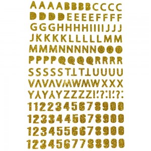 Adesivo Alfabeto - Glitter com Relevo - Dourado