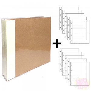 Álbum D-Ring - 21x15cm + 10 Envelopes Plásticos - Marfim e Kraft