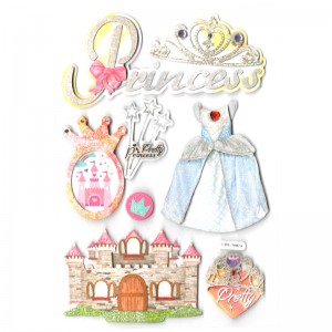 Adesivo AM - Chipboard 3D Glitter - Pretty Princess
