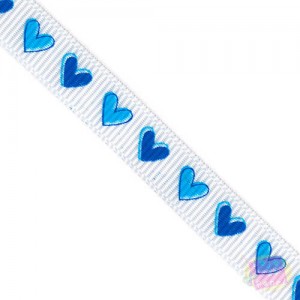 Fita Gorgurão - Coração Azul 10mm
