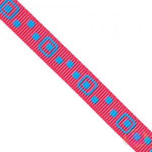Fita Gorgurão - Quadrados Rosa com Azul 10mm