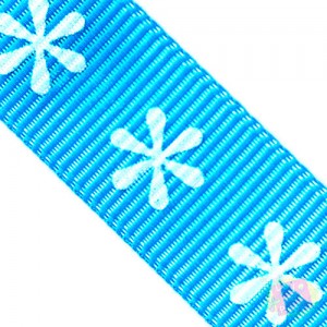 Fita Gorgurão - Flower Azul 15mm