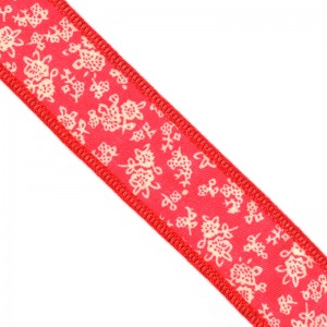 Fita Tecido - Floral Rendado Vermelho 25mm