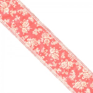 Fita Tecido - Floral Rendado Rosa 25mm