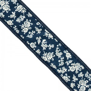 Fita Tecido - Floral Rendado Azul Marinho 25mm