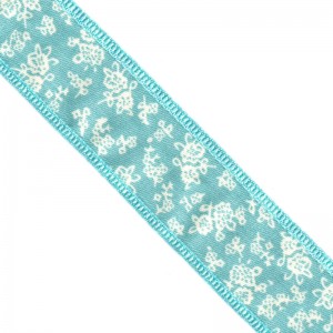 Fita Tecido - Floral Rendado Azul Bebê 25mm