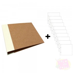 Álbum D-Ring - 10x15cm + 10 Envelopes Plásticos - Marfim e Kraft